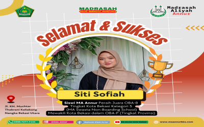 Siswi MA Annur Peraih Juara OBA-8 Tingkat Kota Bekasi Kategori 5 (MA Swasta Non-Boarding School)